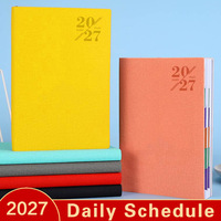 Carnet de notes A5 en PU souple ligné 2027, agenda quotidien 365 jours, gestion du temps, anglais, affaires, 80 g/m², 7 couleurs, commande en gros