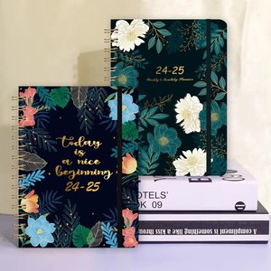 Agenda scolaire 2026-2027 A5, couverture rigide florale, carnet à spirale avec mois à onglets, listes de tâches et pochette photo pour <span class=keywords><strong>le</strong></span> suivi des objectifs - Product Image 1