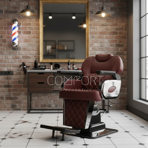 Silla de Barbero Económica de Metal para Barbería, Giratoria 360 Grados, Reclinable Resistente con Diseño Moderno - Product Image 3