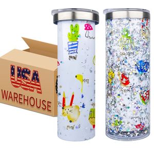 Nouveau Gobelet Droit 20oz pour Sublimation et Transfert Thermique, avec Motif Tableau d'Histoires DIY Paillettes et Effet Globe de Neige, avec Couvercles - Product Image 1