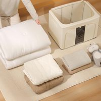 Boîte de rangement pliable en tissu Oxford 100L, imperméable et durable, avec cadre en acier et fenêtre transparente, organisateur de placard pour vêtements saisonniers