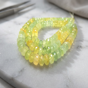 Perles de préhnite jaune facettées de qualité supérieure en vrac, 8 pouces, teintées, 8-10 mm, en forme de rondelle, brins de pierres précieuses, préhnite naturelle en vrac - Product Image 3