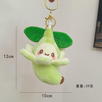 Porte-clés en peluche banane pelée Kawaii avec décoration feuille, mignon dessin animé, citron vert, jouet en peluche doux, breloque de sac, porte-clés