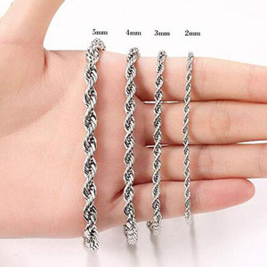 실버 도금 로프 체인 1.5mm 2.5mm 3mm <span class=keywords><strong>4mm</strong></span> 5mm 스테인레스 스틸 트위스트 체인 목걸이 남성용 여성용 <span class=keywords><strong>18</strong></span> 인치 - Product Image 2