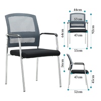 Chaise de réception empilable JSZM ergonomique en acier, avec accoudoirs, en maille rembourrée, pour bureau commercial et salle de réunion