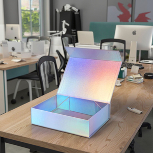 사용자 정의 로고 인쇄 보라색 빛나는 접이식 마그네틱 빈 크기 결혼식 호의 미스터리 선물 상자 웨딩 포장 종이 상자 - Product Image 6