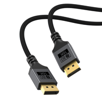 Cable de Video Justlink DP 2.1 80Gbps 16K 60Hz 8K 4K G-Sync FreeSync, Chapado en Oro, con Trenzado de Nailon, para Monitor, PC, Juegos y Estaciones de Trabajo