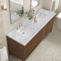 Meuble-lavabo de salle de bain de luxe en bois avec miroir intelligent, en MDF et drain en cuivre, tailles et couleurs personnalisables, design moderne côtelé, double vasques