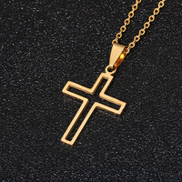 Promotion Américaine Chaîne à Maillons Entrelacés Plaqué Or PVD Collier Pendentif Croix Ankh en Acier Inoxydable pour Femme