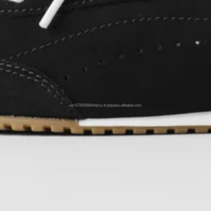 Walk along in style with these <b>Black</b> <b>Lace</b>-up Sneakers featuring a Mesh Leather Upper Soft Round Toe and Lightweight design for - Product Image 5