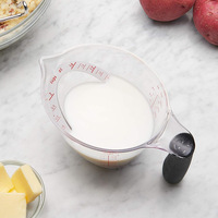 Cangkir Plastik PS/PC Transparan 250ml untuk Kue, Susu, Minyak, Ramah Lingkungan, Aman untuk Freezer, Alat Dapur untuk Memanggang, dengan Skala Pengukur