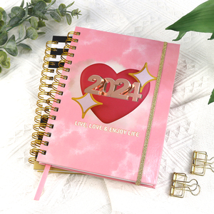 A5 Personalised <strong>Diary</strong> Pink and Gold Weekly <strong>Diary</strong> <strong>Organiser</strong> Agenda Spiral Notebook - Product Image 1