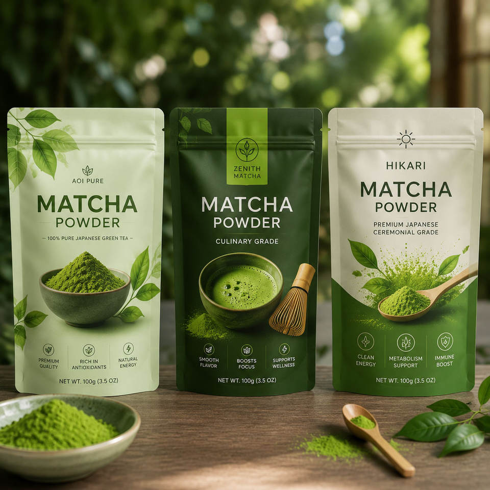 Custom Stand up Food Grade Empty Matcha Tea Powder Packaging Pouch ...