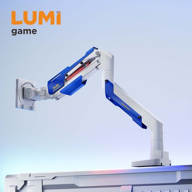LDT101-C012 Gaming Monitor Arm 24"-57" Gas Spring Heavy Duty Mount for Ultrawide Screen Monitor Desk Stand with White & Black