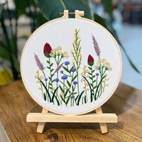Kit de broderie au point de croix en coton 20x20cm pour adultes, DIY, avec motifs floraux et végétaux, pour la couture et le tissage