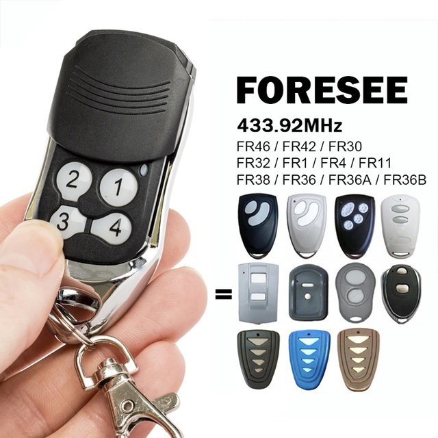For FORESEE FR36 FR36A FR36B FR38 FR42 FR46 FR1 FR4 FR11 FR30 FR32 433.92MHz Electric Garage Gate Remote Control