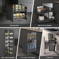 Panier coulissant rotatif à 2 niveaux pour armoire de cuisine, organisateur de rangement pivotant, étagère d'angle magique pour armoire
