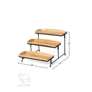 Soporte Redondo de Bambú de 3 Niveles con Diseño Moderno, No Tóxico, para Exhibición de Pasteles en Bodas y Fiestas - Product Image 6