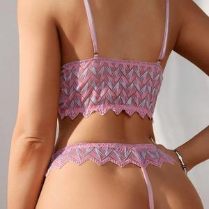 Pakaian dalam wanita, Bra dan Thong kontrol cahaya set warna jahitan <span class=keywords><strong>2</strong></span> potong untuk perempuan - Product Image 4