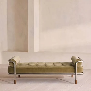 Banco <span class=keywords><strong>de</strong></span> Noche <span class=keywords><strong>de</strong></span> Acero Inoxidable <span class=keywords><strong>de</strong></span> Estilo Retro Francés, Banco <span class=keywords><strong>de</strong></span> Ocio Moderno y Sencillo con Tela <span class=keywords><strong>de</strong></span> Terciopelo, Muebles para el <span class=keywords><strong>Hogar</strong></span>, Sala <span class=keywords><strong>de</strong></span> Estar y Apartamento - Product Image 2