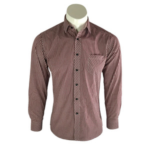 Económica de la alta calidad de los hombres rojo y blanco manga larga a cuadros camisa casual - Product Image 1