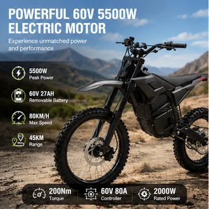 มอเตอร์ไซค์วิบากความเร็วสูง 72V 2800W รุ่นโปร |   ความเร็ว 80 กม./ชม. ระยะทางไกลและสมรรถนะสูงสำหรับผู้ใหญ่ - Product Image 1