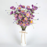 Bouquet de fleurs artificielles en tissu de soie fait main en mousse - Style moderne, couleur longue durée pour salon, table, mariage, fête, maison