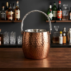 High Insulated 3L Stainless Steel Hammered Ice <b>Bucket</b> <b>With</b> Handle And <b>Lid</b> Wine Bottle Chiller <b>Bucket</b> For Home Bar Use - Product Image 1