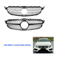 Grille avant professionnelle en ABS effet diamant pour Mercedes Classe C W205 2015-2018, référence OE 2058880260/A2058880260, pièces de style automobile