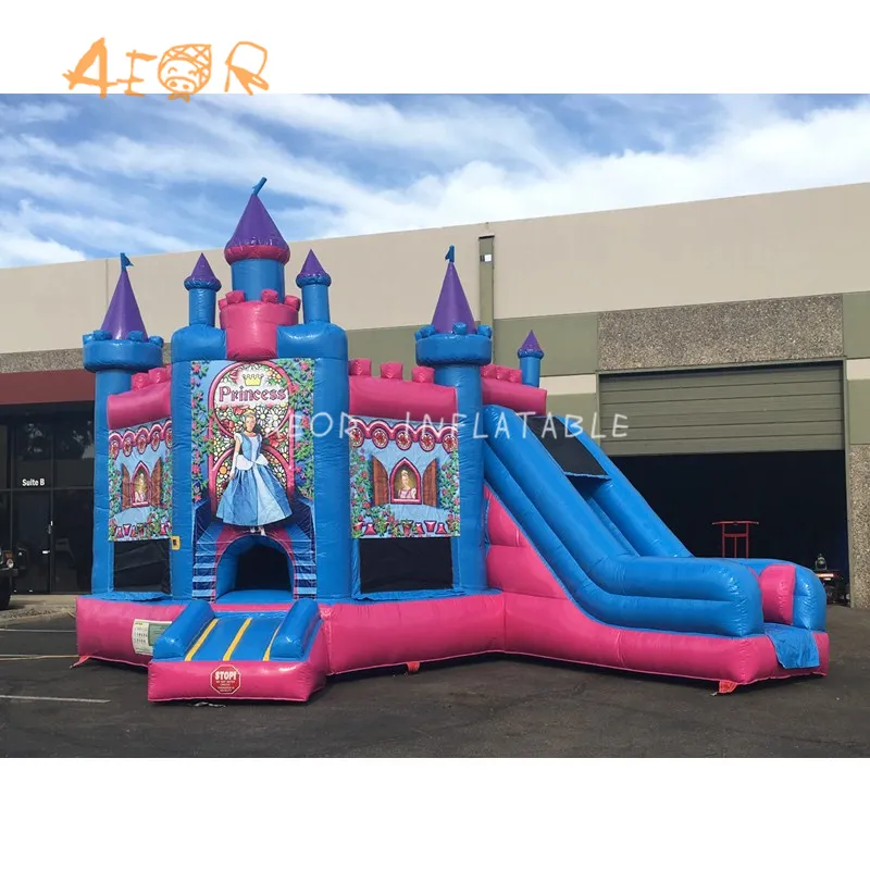 Pink Princess inflatable Bounce House and Slide combo castle