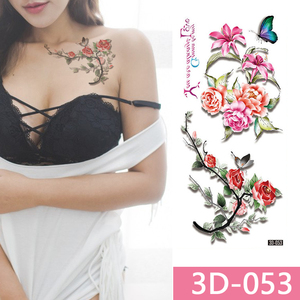 Nuovo design personalizzabile glow-in-the-dark cambia colore 3D adesivi tatuaggio fiore <span class=keywords><strong>e</strong></span> farfalla - Product Image 3