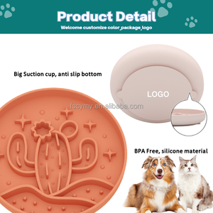 प्यारा कुत्ता बिल्ली चटाई कटोरे सिलिकॉन कैक्टस पालतू जानवर चूसने के साथ संवर्धन धीमी फीडर - Product Image 3