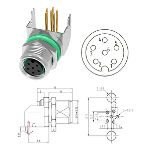 Công nghiệp không thấm nước kết nối một mã hàn Cáp cảm biến che chắn góc cạnh nam nữ ổ cắm PCB bảng điều chỉnh M8 kết nối <span class=keywords><strong>6</strong></span> <span class=keywords><strong>pin</strong></span> - Product Image 3