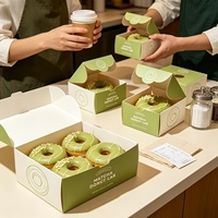 Logo imprimé personnalisé en usine Dessert Shop Cartons à emporter Mini boîte à beignets pliante 1 2 4 6 Boîte à beignets pour le thé de l'après-midi