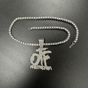 NL2124 Hip Hop uniquement <span class=keywords><strong>la</strong></span> famille diamond iced out busto down key choke neck o block catena a maglia <span class=keywords><strong>cubana</strong></span> logo otf - Product Image 5