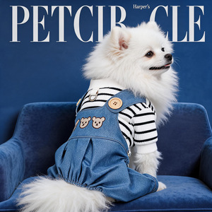 PETCIRCLE Ropa para Mascotas para Primavera y Otoño, Perros Pequeños, Cachorros, Lindos Tirantes a Rayas, Hebillas para Correa, Jeans con Cabeza de Oso - Product Image 5