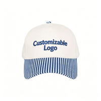 Gorra Trucker de 5 Paneles de Alta Calidad al por Mayor, Unisex, con Rayas y Diseño Empalmado, Gorra de Béisbol con Logotipo Personalizado Bordado, Transpirable, Protección Solar