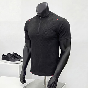 Men's Quarter <b>Zip</b> Sports T <b>Shirt</b> Breathable Knitted Short Sleeve Tee Regular Fit for Gym Outdoor - Product Image 2