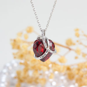 Collier personnalisé en argent sterling 925, motif cœur d'amour éternel, gravé, cadeau pour femme. - Product Image 1
