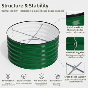 <span class=keywords><strong>Jardinera</strong></span> Elevada Redonda Galvanizada Verde <span class=keywords><strong>de</strong></span> 18 Pulgadas <span class=keywords><strong>de</strong></span> Alto, Fácil <span class=keywords><strong>de</strong></span> Instalar, para Verduras y Flores - Product Image 5