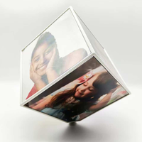Décoration de table en acrylique créative Cadre photo Rubik's Cube rotatif à 360 degrés