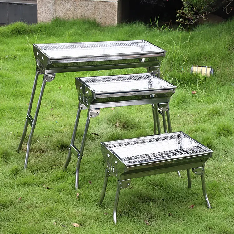 Hot Selling 430 Roestvrij Staal Draagbare Opvouwbare Bbq Houtskool Grills Outdoor Voor Camping