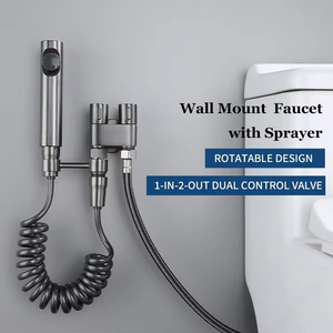 Grifo de <span class=keywords><strong>inodoro</strong></span> moderno 2 en 1 para el hogar, con boquilla de bidé de latón ABS y acero inoxidable 304, montado en la pared para baño - Product Image 5
