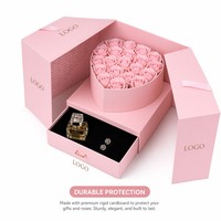 Cajas de Papel para el Cuello de la Camisa de Dos Piezas con Forma de Corazón Personalizadas, con Ramo de Rosas Únicas, para Empaque de Regalos de Lujo