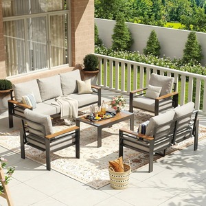 Juego de conversación para exteriores, sofá de jardín de <span class=keywords><strong>Metal</strong></span> Simple moderno, montaje rápido, sofá de salón para Patio con mesa de centro, muebles de terraza - Product Image 3