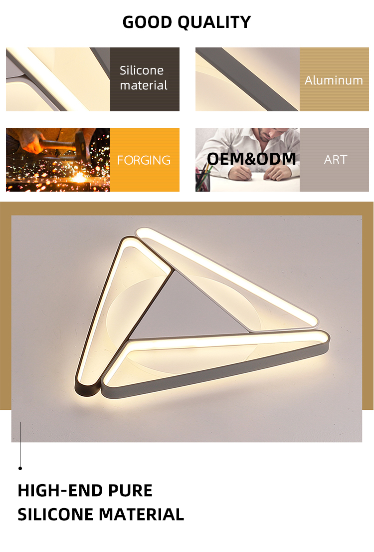 Creative Decorative White Color Triangle Indoor Living Room Bedroom Modern Led Ceiling Light