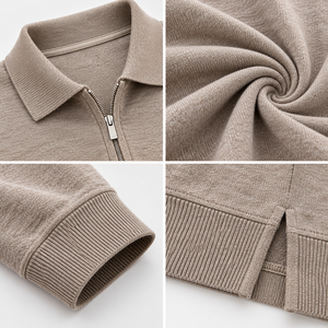 Suéter Polo de Lana Merino con Cierre de Cremallera, Suéter de Punto de Manga Larga para Hombre, Estilo Casual de Lujo, para Invierno y Golf, Venta al Por Mayor OEM - Product Image 2