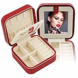 Caja organizadora de joyas de muestra gratis, caja de joyería de viaje de cuero, anillo de almacenamiento, pendiente, collar, pulsera, caja de joyería, embalaje - Product Image 5