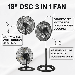 Grille métallique de 18 pouces 3IN1 ventilateurs sur pied modernes hauteur réglable efficacité énergétique vente en gros pas cher prix ventilateur de sol industriel - Product Image 2