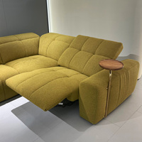 Canapé d'angle convertible de luxe en L de qualité supérieure pour villa, sièges de cinéma modernes en tissu avec recharge sans fil et stéréo Bluetooth